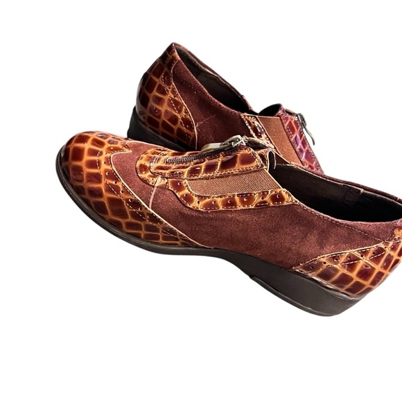 Gravity Defyer Women’s Brown Patent Leather Alligator And Suede Wing Tips Size 9 - Picture 10 of 13